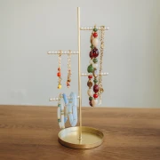 Porte bijoux - présentoir à bracelets et colliers 35x17 cm avec perles ABS - Blanc