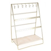 Porte bijoux - présentoir à bijoux 30x20.5 cm en métal doré et suédine Beige x1|raw }}