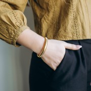 Bracelet jonc 62 mm - Largeur 10 mm - Acier inoxydable 304 Doré x1