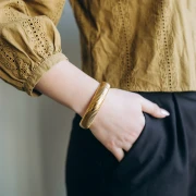 Bracelet jonc 68 mm - Largeur 16 mm - Acier inoxydable 304 Doré x1