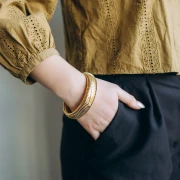 Bracelet jonc 68 mm - Largeur 20 mm - Acier inoxydable 304 Doré x1