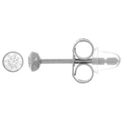 Clous d'oreilles ronds 3 mm avec oxyde de zirconium - Acier inox 304 x2|raw }}