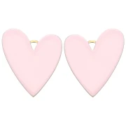 Pendentifs coeur 38x30 mm avec résine époxy - Acier inoxydable 304 Doré - Rose x2