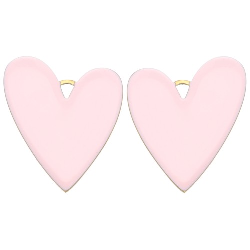 Pendentifs coeur 38x30 mm avec résine époxy - Acier inoxydable 304 Doré - Rose x2