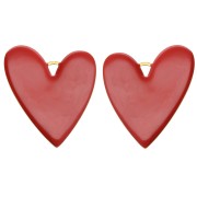 Pendentifs coeur 38x30 mm avec résine époxy - Acier inox 304 Doré - Brique x2|raw }}