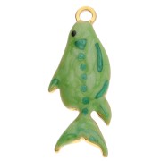 Pendentif poisson 28x11 mm avec résine époxy - Acier inox 304 Doré - Vert x1