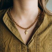 Collier maille jaseron 7 mm - Acier inoxydable 304 Doré x45cm