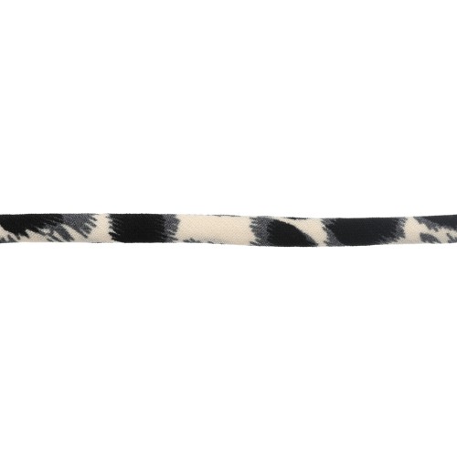 Cordon rond 5 mm en tissu - motif léopard - Beige - Gris - Noir x1m