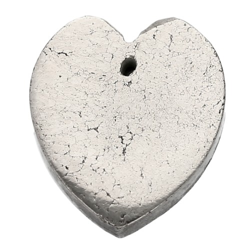 Pendentif coeur plat 18x16 mm en pierre gemme - Pyrite x1