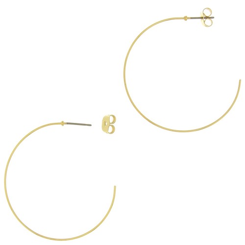 Créoles fines à décorer 40 mm - Acier inoxydable 304L Doré x2