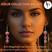 Perle coeur en verre 16x15 mm - Bronze Maroon x1