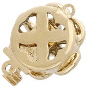 Fermoir fleur à clipser 14 mm avec perle imitation nacre - Doré x1