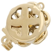 Fermoir fleur à clipser 14 mm avec perle imitation nacre - Doré x1