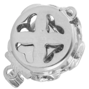 Fermoir fleur en relief à clipser 14 mm - White bronze x1