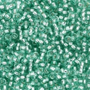 Rocailles 11/0 2 mm - Solgel - Green 2 Dyed Crystal Silver Lined x20g