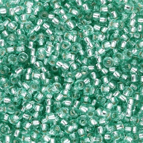 Rocailles 11/0 2 mm - Solgel - Green 2 Dyed Crystal Silver Lined x20g