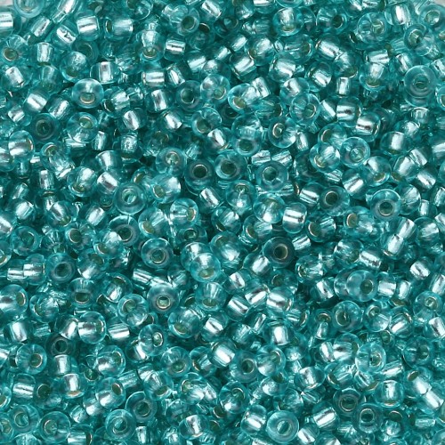 Rocailles 11/0 2 mm - Solgel - Green 3 Dyed Crystal Silver Lined x20g