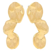 Boucles d'oreilles pétales martelées 40x16 mm - Acier inoxydable 304L Doré x2