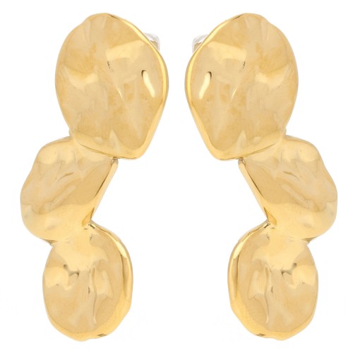 Boucles d'oreilles pétales martelées 40x16 mm - Acier inoxydable 304L Doré x2