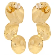 Boucles d'oreilles pétales martelées 40x16 mm - Acier inoxydable 304L Doré x2
