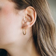 Créoles rondes torsadées 25 mm - Fil 2.3 mm - Acier inoxydable 304L Doré x2