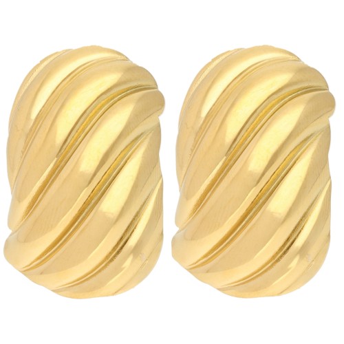 Boucles d'oreilles rectangles effet vagues 32x20mm - Acier inoxydable 304L Doré x2