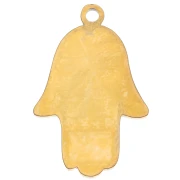 Pendentif main de Fatma 21.5x14 mm avec oeil époxy - Acier inox 304L Doré - Bleu