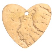 Pendentif coeur martelé 17x18 mm - cabochon en verre Acier inox 304 Doré - Noir x1