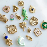 Breloque pizza 13x12 mm - Acier inoxydable 304 Doré x1