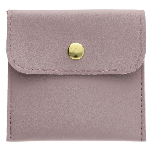 Pochette en similicuir avec bouton pression pour bijoux 80x80 mm - Lilas clair x1