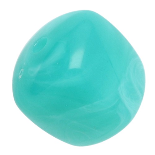 Perles cubes irréguliers 16x17 mm - Acrylique opaque - Marbré bleu turquoise x10