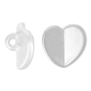 Bouton coeur origami 7 mm Placage argent fin satiné x1