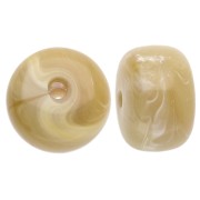 Perles rondelles gros trous 14.5x9 mm en Acrylique opaque Marbré beige foncé x20