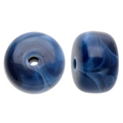 Perles rondelles gros trous 14.5x9 mm en Acrylique opaque Marbré bleu marine x20|raw }}