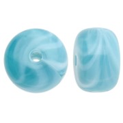Perles rondelles gros trous 14.5x9 mm en Acrylique opaque Marbré bleu canard x20|raw }}