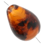 Perles poires 15x11 mm en verre - Marbré Marron - Pailleté x4|raw }}