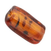 Perles rectangle 19.5x10 mm en verre - Marbré Marron - Pailleté doré x4