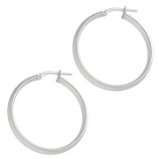 Créoles larges 30 mm - Fil demi-jonc 3.9 mm - Argent 925 x2|raw }}