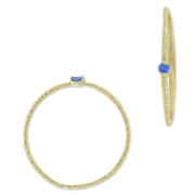 Bague texturée avec Oxyde de Zirconium - T 56 Bleu Saphir - doré à l'or fin x1