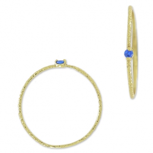 Bague texturée avec Oxyde de Zirconium - T 56 Bleu Saphir - doré à l'or fin x1