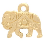 Breloque éléphant 12x14 mm - Doré à l'or fin x1