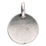 Breloque ronde 12 mm - motif oeil - Placage Argent fin vieilli x1