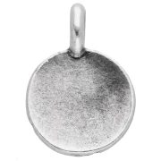 Breloque ronde 12 mm - motif arbre de vie - Placage Argent fin vieilli x1