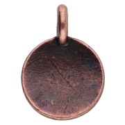 Breloque ronde 12 mm - motif coeur - Cuivré vieilli x1