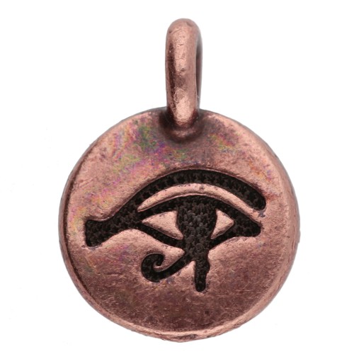 Breloque ronde 12 mm - motif oeil oudjat - Cuivré vieilli x1