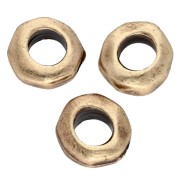 Perles rondelles irrégulières 5 mm - gros trou - Bronze x5