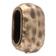 Poussoir ovale martelé 10x6 mm pour lacets de 6 mm - Bronze x1