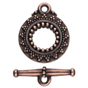 Fermoir T rond 16.5 mm - motif ethnique - Cuivré vieilli x1|raw }}