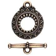 Fermoir T rond 16.5 mm - motif ethnique - Bronze x1