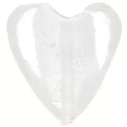 Perles coeurs feuille d'argent 20 mm Crystal x4